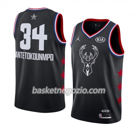 Canotte Uomo Milwaukee Bucks Giannis Antetokounmpo 34 2019 All-Star Jordan Brand Nero Swingman